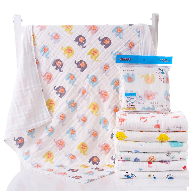 

Six-layer Gauze Children Towel Blanket Baby Bath Towel Children Blanket High Density Washing Pleated Gauze Bath Towel 90X90