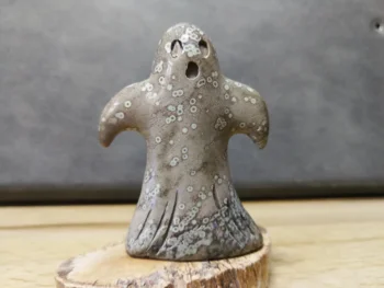 

54.1g；Natural green opal, crystal carved ghost, magic energy-28