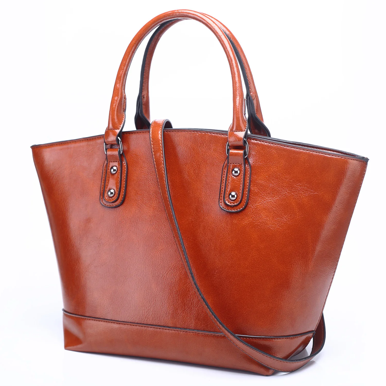 

Paint Oil Skin Handbag WOMEN'S Bag Pu New Moon Bag Europe And America Fashion PU Leather Shoulder Cross-body Large Bag