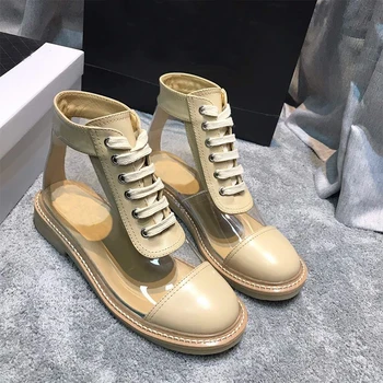

Lace Up Autumn Boots Women Platform Patchwork Botas Mujer 2019 Cross-tied Runway Shoes Woman Brand Fashion Ankle Short Booties