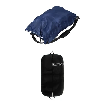 

Large Laundry Bag 24 inch X34 inch with Zipper (Blue) & Men Suit Storage Bag Dustproof Hanger Organizer