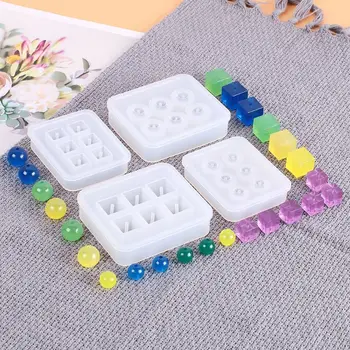 

4Pcs Handmade 12mm 16mm Round Square Beads With Holes Resin Molds Gemstone Beads Resin Casting Mold Jewelry Making Tools