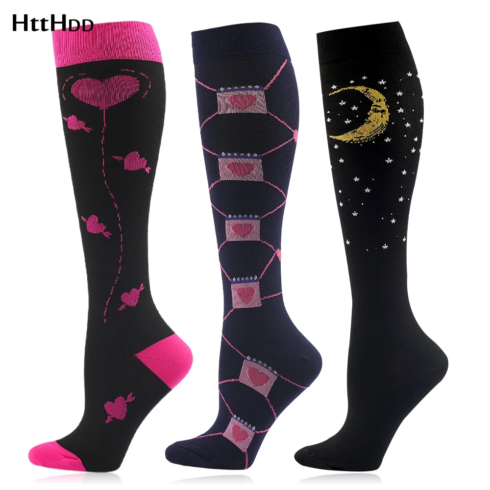 

3 Pair Compression Socks Women Medical Running Nursing Hiking Recovery & Basketball Football Cycling Socks Christmas Stockings