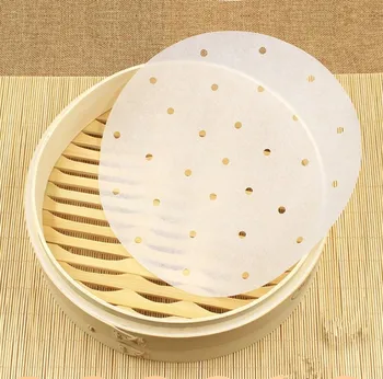 

100pcs/pack Bamboo Basket Steamer Paper Kitchen Bamboo Steamer Dim Sum Paper Under Steam Mat Round Non Stick Steamer Paper #LR1