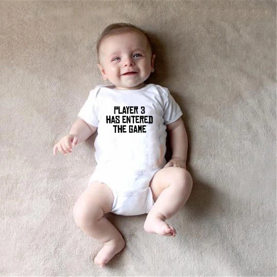 

Summer Vogue Infant Boys Girls Cotton Jumpsuit Player 3 Has Entered The Game Funny Letter Print Newborn Baby Adorable Bodysuit