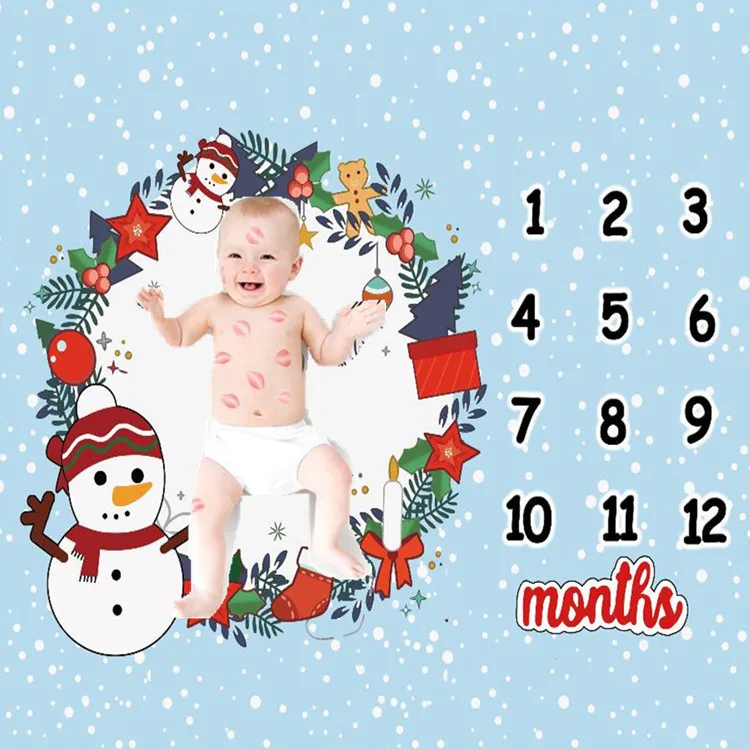 Infant Baby Milestone Christmas Blanket Photography Blankets Backdrop