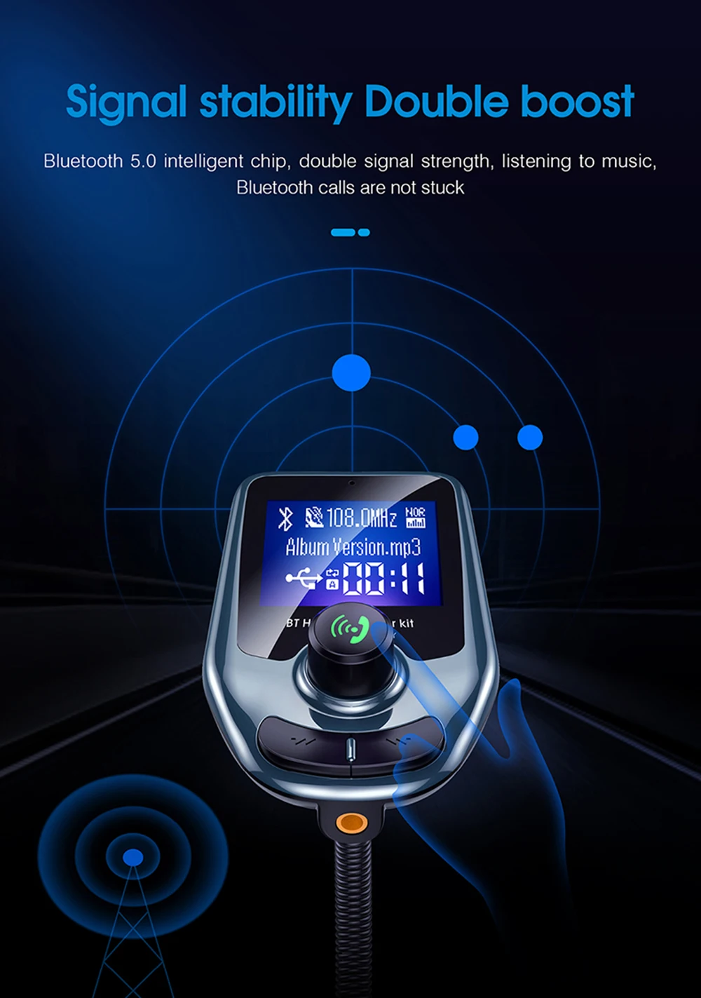 JINSERTA Bluetooth Автомобильный fm-передатчик аудио адаптер приемник беспроводной Громкая связь вольтметр автомобильный комплект TF карта AUX