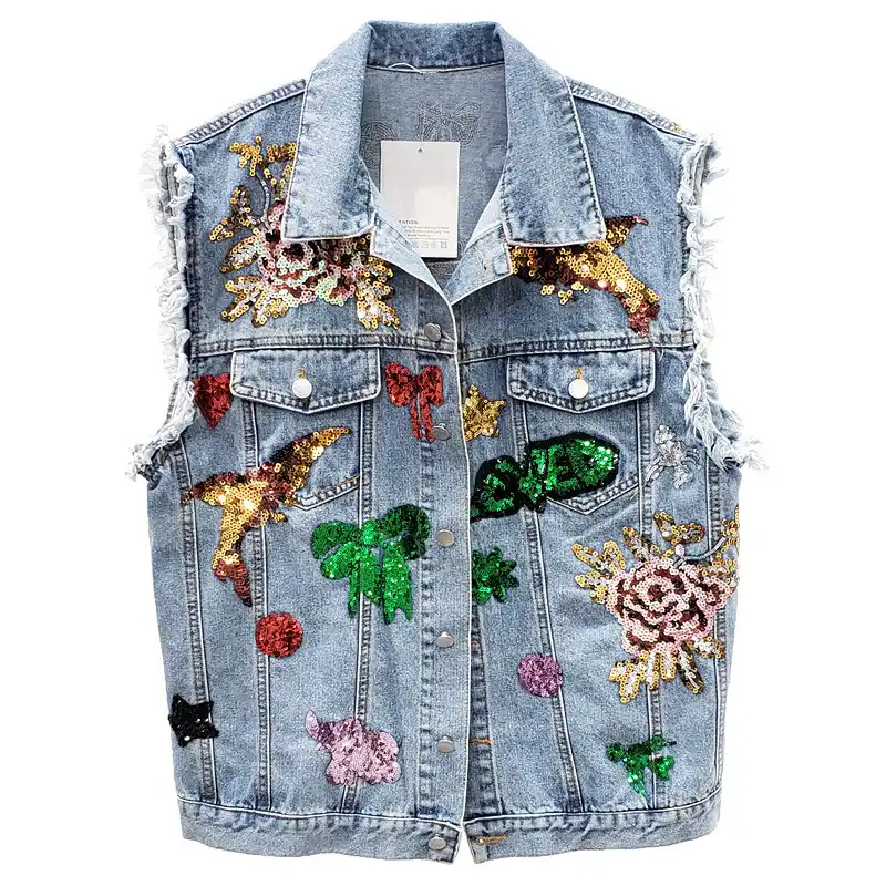 jaqueta sem manga jeans