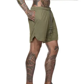 

Double Layer Summer Mens Beach Pants Large Size Shorts Mesh Short Breathable Training Trousers Casual Sport Pants