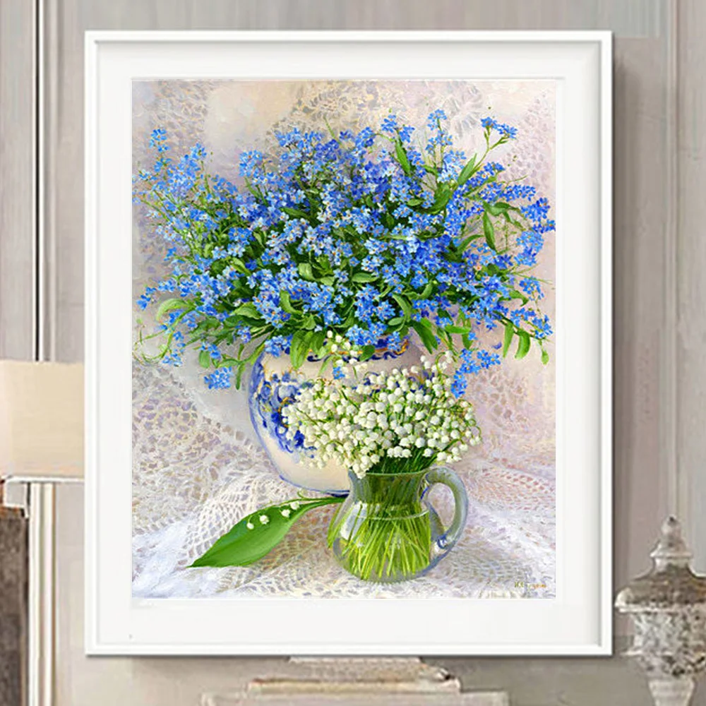 HUACAN 5D DIY Алмазная вышивка цветы Полные комплекты Полный Круглый Алмазный вазы украшения для дома набор для творчества картины из алмазной мозайки