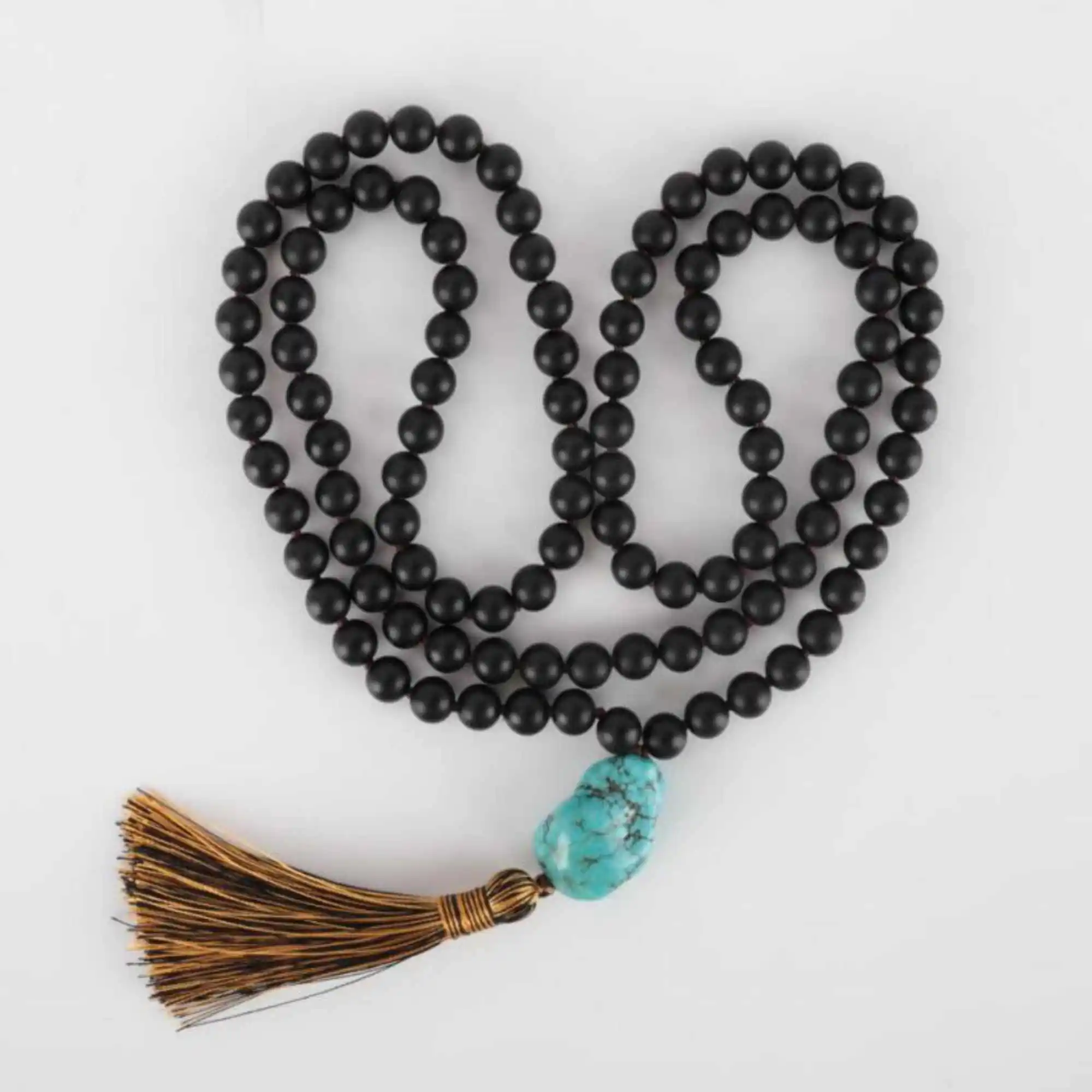 

6mm 108 Natural Scrub black agate beads knot necklace Colorful National Style Classic Mental Pray Healing Thanksgiving Day