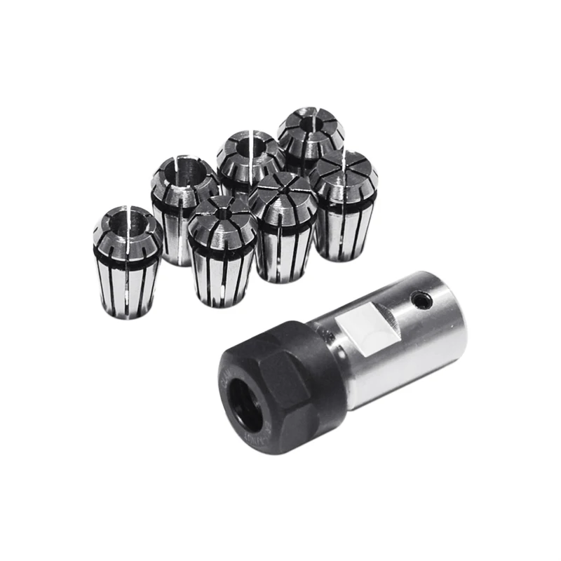 7Pcs High Carbon Steel ER11 Spring Collet ER11A 1/2/3/4/5/6/7mm Set+5mm Extension Rod Motor Shaft Holder For CNC Lathe Engraving