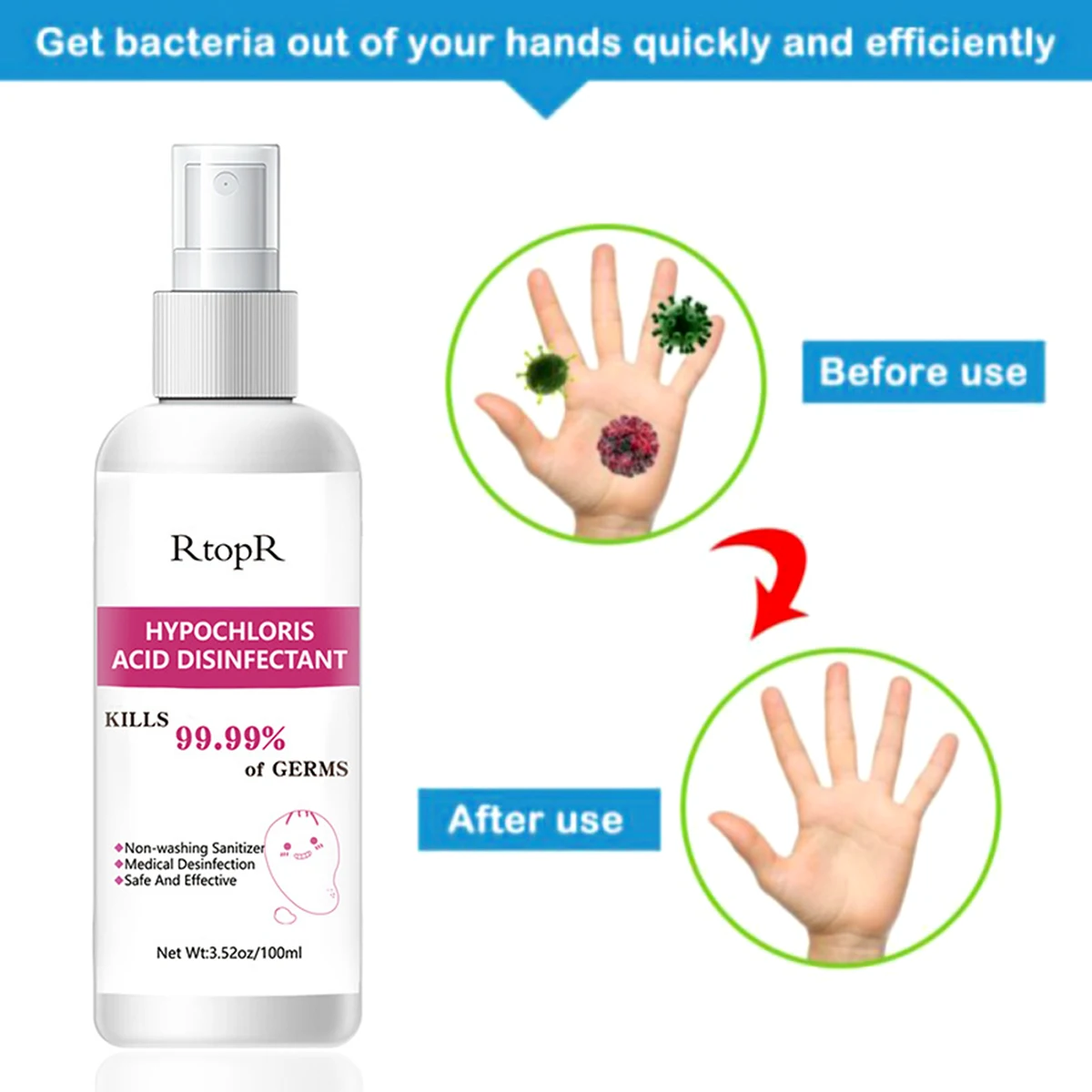 Portable 100ml Hand Skin Disinfectant Alcohol-Free Non-Washing Hand Sanitizer Hand Spray Skin Disinfectant Non-Washing Sanitizer Portable 100ml Hand Skin Disinfectant Alcohol-Free Non-Washing Hand Sanitizer Hand Spray Skin Disinfectant Non-Washing Sanitizer
