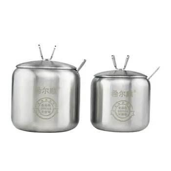 

2pcs Stainless Steel Seasoning Pot Condiment Storage Can Kitchen Seasoning Holder Round Seasoning Jar for Kitchen Home