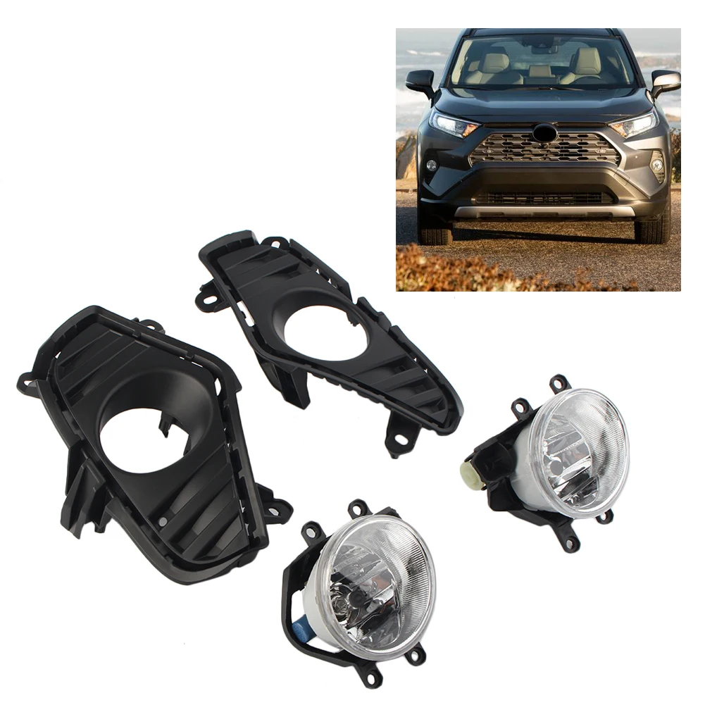

Car Daytime Running Light DRL Front Bumper Fog Lights Assembly w/Switch +Bulb For Toyota RAV4 2018 2019 2020 LE XLE Hybird XSE