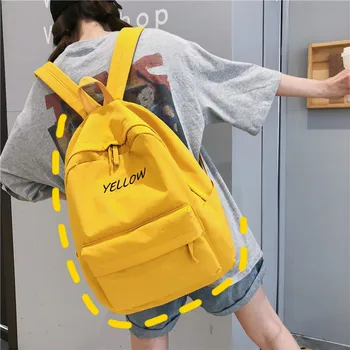 

HGCBB 18L Nylon Large Backpack Women Fashion School Travel Bags 2020 Backpacks Female Bagpack Back Pack Yellow Red Green Black