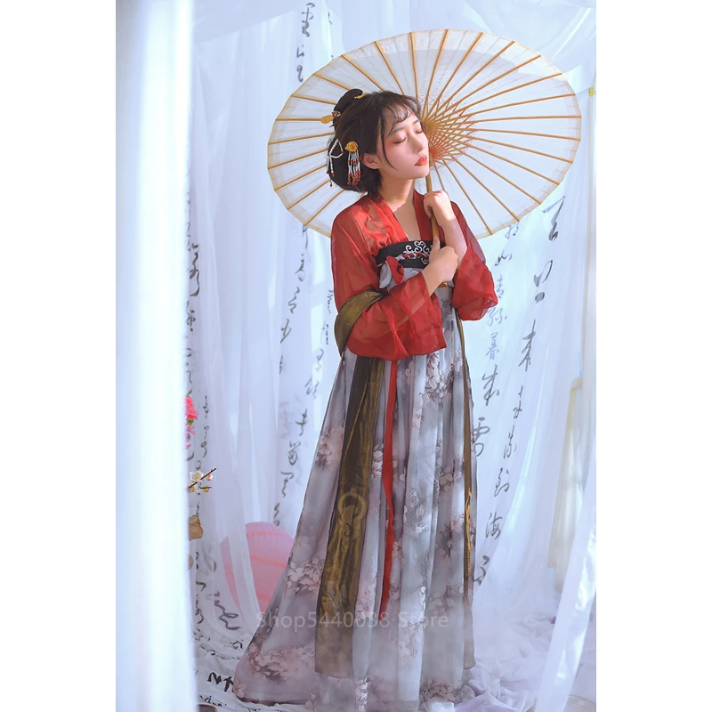 Color 3 Hanfu Женский костюм для китайского традиционного танца, костюмы древней феи, элегантное платье с вышивкой в народном стиле, ретро, для сцены, новогодний, праздничный наряд - Цвет: Color 3