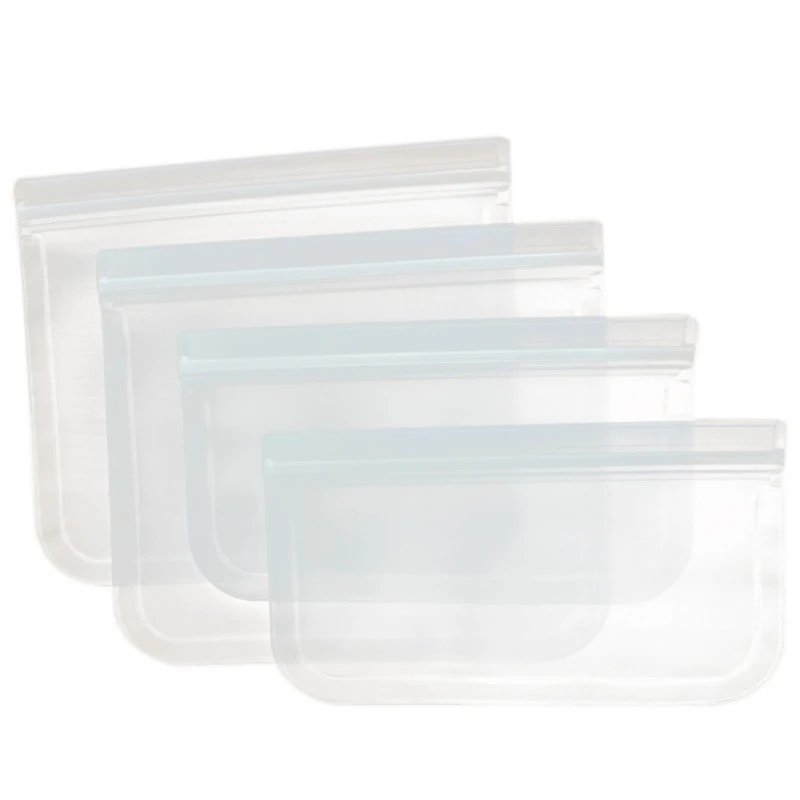 4PCS Sealing Bag Kitchen Refrigerator PEVA Storage Bag Food Storage Zipper Bag Fresh Keeping