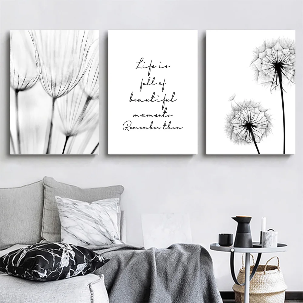 Black-And-White-Canvas-Art-Painting-Life-Quote-Nordic-Posters-And-Print-Dandelion-Poster-Decoration-Wall (3)