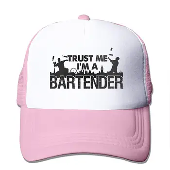 

TSDFCTrust Me I'm A Bartender Mesh Baseball Caps Unisex Trucker Style Hat Pink
