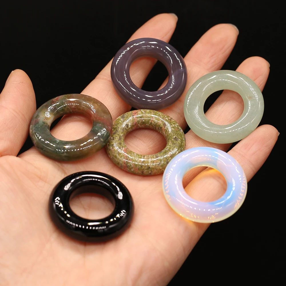 5 PCS Random Color Natural Stone Pendant Macroporous Beads DIY for Jewelry Making Necklaces Earings Accessories Gift 30x30mm