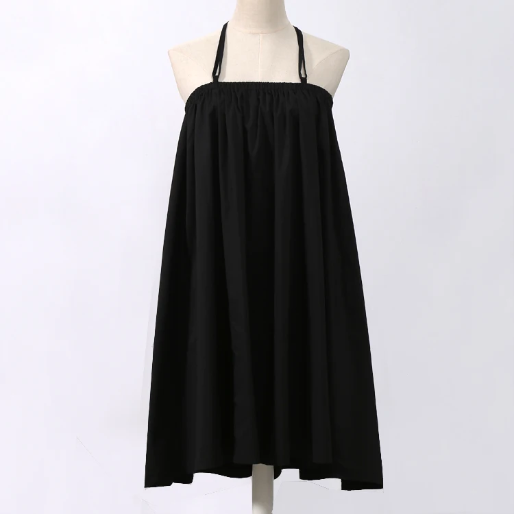 Летняя женская черная длинная юбка макси, эластичная талия, плиссированная бесконечная юбка-трансформер для девочек, свободная повседневная юбка на подтяжках, 1388