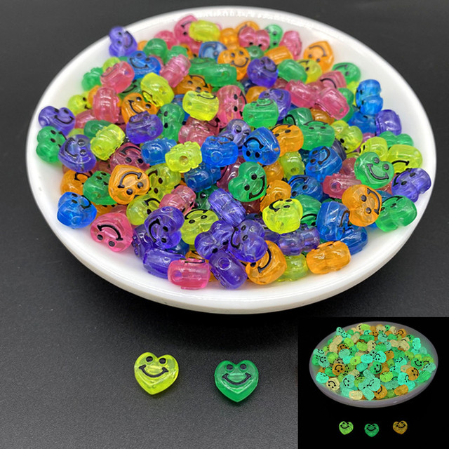 Smiley Face Beads Acrylic Loose Beads For Charms Bracelet Necklac Jewelry Making DIY