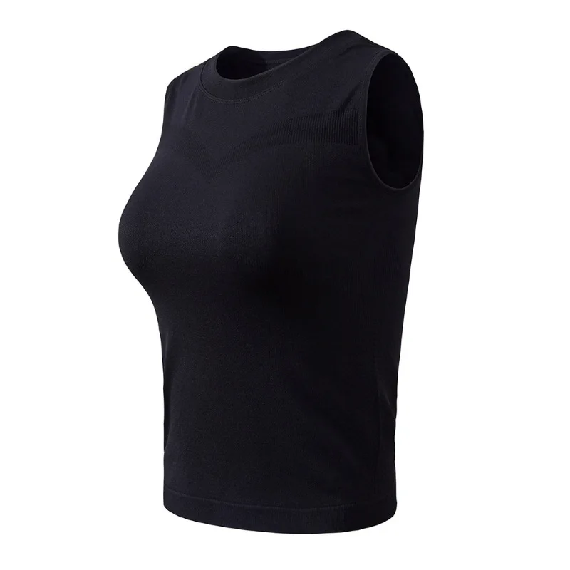 New Ladies Feminine Fit Sleeveless Undershirt T Shirt Women Trim Crop Sports Tank Crop Tops Interlock Stitch Sweater Vest