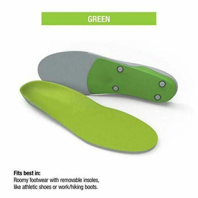 Удобные Эластичные дезодорирующие стельки для спортивной обуви; удобные профессиональные ортопедические стельки с высокой аркой; зеленые стельки