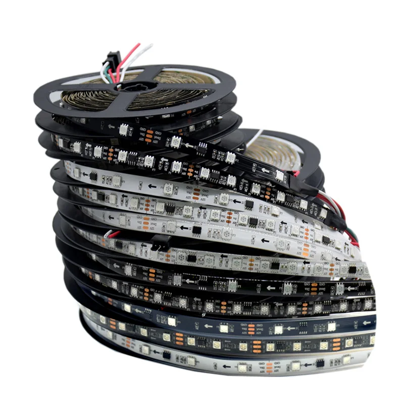 

DC12V Black/white PCB Digital Programmable Addressable,2811, 1 IC/3 leds RGB waterproof Led Flexible Strip with 30leds/m 5m/lot