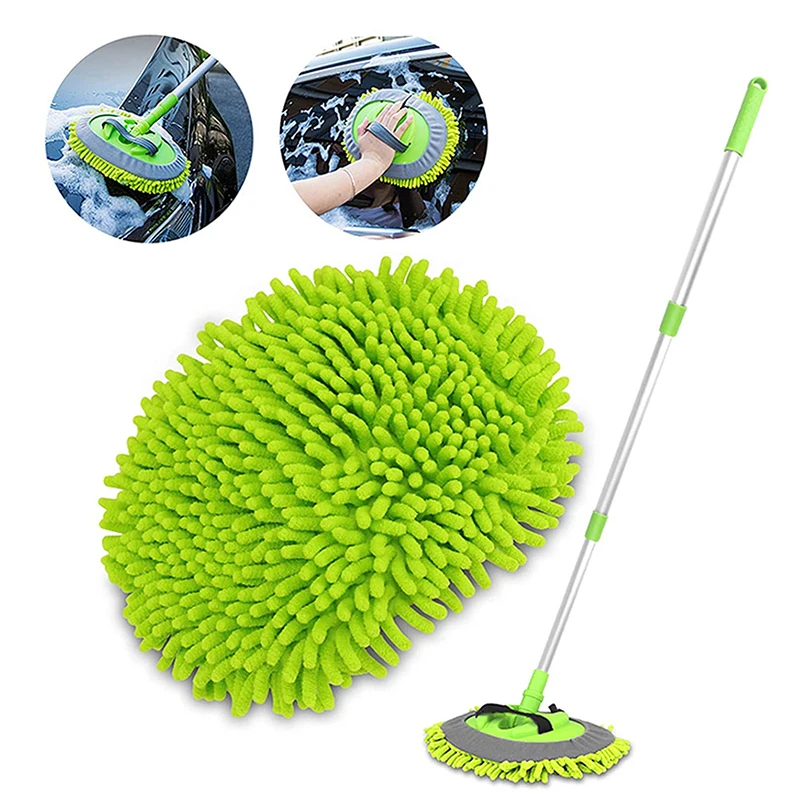 Car-Cleaning-Brush Auto-Accessories Long-Handle Chenille Broom Mop 2-In-1