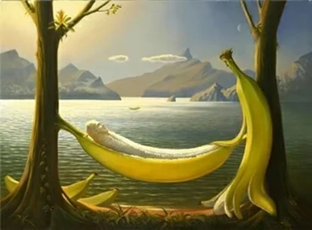 

Perfect surrealist hand painted oil painting by top artists: abstract works of art, banana wife