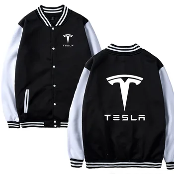 

Mens Baseball Jacket Tesla Car Logo Printed Casual Hip Hop Harajuku Sweatshirts Mens Baseball uniform Slim Fit Unisex Clothing