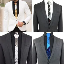 Алмазный плед из оргстекла, акриловые золотые тонкие галстуки для мужчин, Модные Узкие глянцевые шелковые галстуки, рождественский подарок, распродажа, аксессуар для рубашек