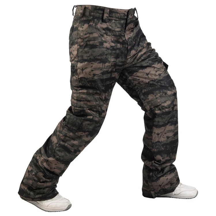 Зимние штаны мужские толстые теплые спортивные сноуборд брюки для мужчин хлопок водонепроницаемый Сноубординг брюки уличная Лыжная одежда - Цвет: Dark Camouflage