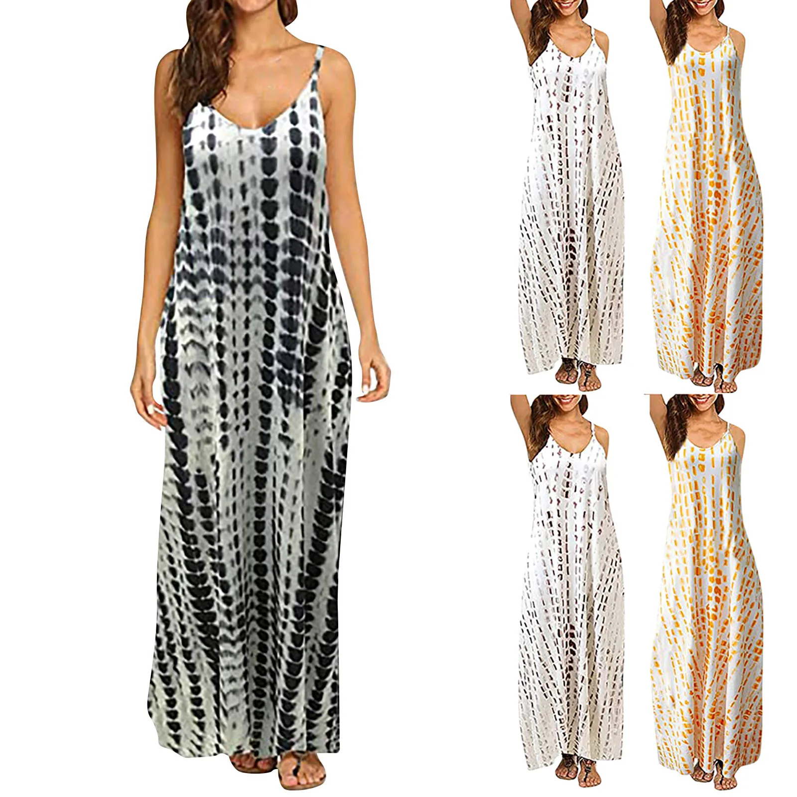 Women's Casual Maxi Dress Sexy Printing Sleeveless Long Dress Plus Size Dresses Summer Clothes For Women Платья Летние Лёгкие 1