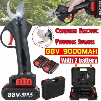 

88V 9000mAh Garden Pruner Cordless Electric Pruning Shears 30mm Max Cutting Branch Cutter with 2 Lithium-ion Battery US Plug