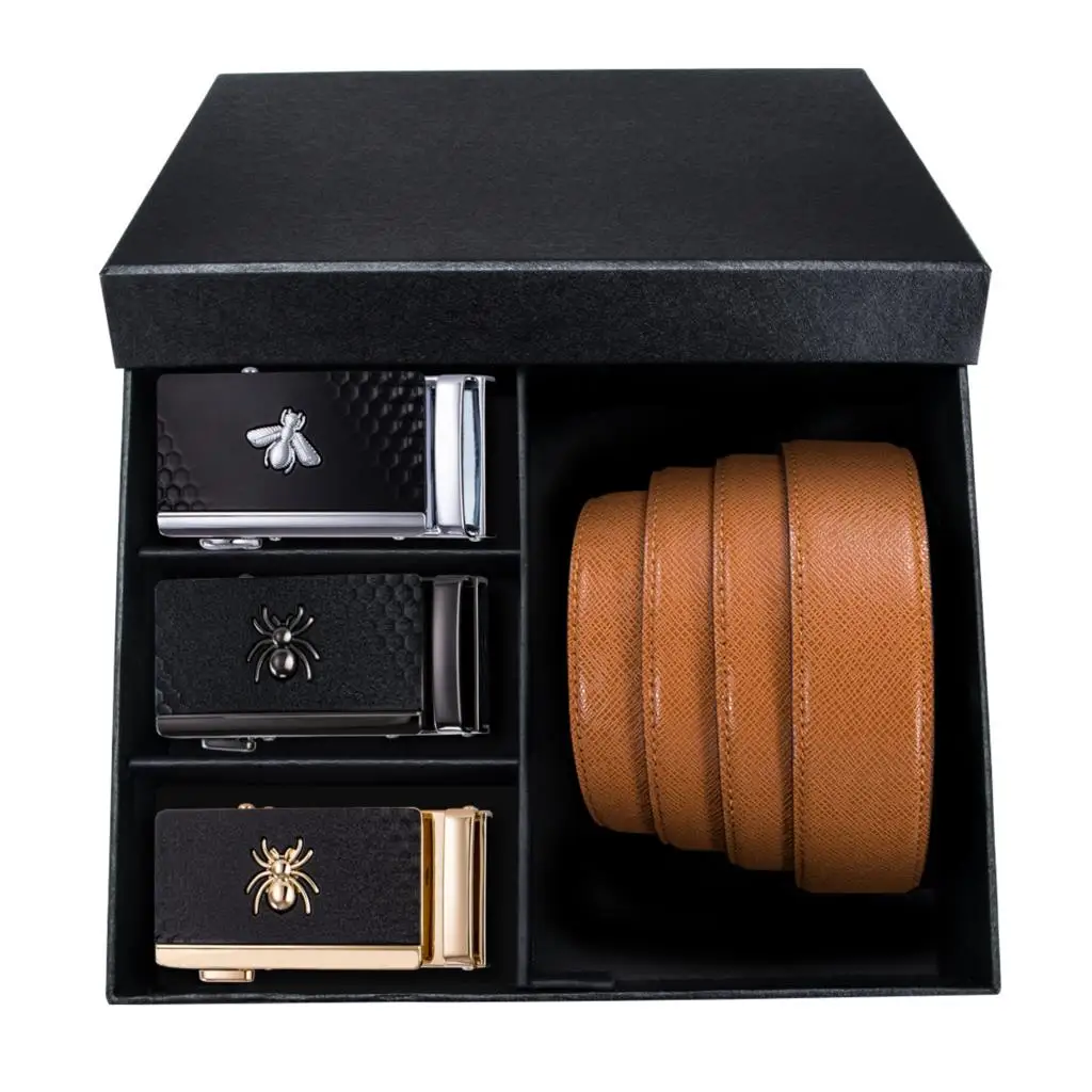 

New Arrival Men Belt Alloy Buckle Cow Genuine Leather Belt Cowhide Men Strap Automatic Buckle Waistband For Men Box Set DiBanGu