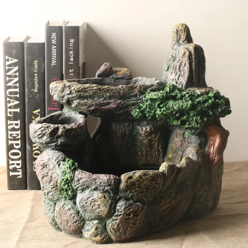 

Pastoral Simulation Rockery Succulent Flower Pot Resin Accessories Home Room Furnishing Crafts Balcony Garden Ornaments Decor