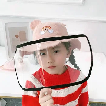 

Childre Mask Hat Bucket Cap Hat Cartoon Protect Hats Teens Protection Cap For Kids Anti-droplet Spreading Mask Hat