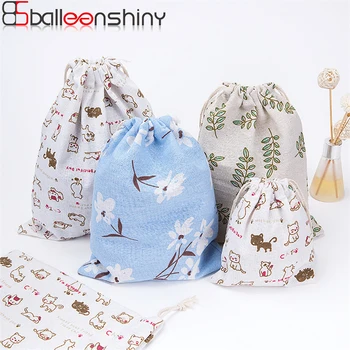 

BalleenShiny Cloth Bag Pouch Olive Leaf Cat Daffodil Pattern Cotton Linen Clothes Sock Storage Package Bag Drawstring Bag Travel