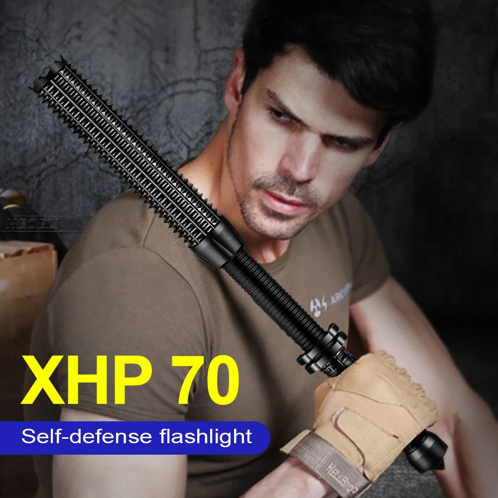 Najpotężniejsza latarka Led USB XHP70 pałka teleskopowa samoobrona XHP50.2  latarka taktyczna akumulatorowa lampa ręczna do obrony - AliExpress