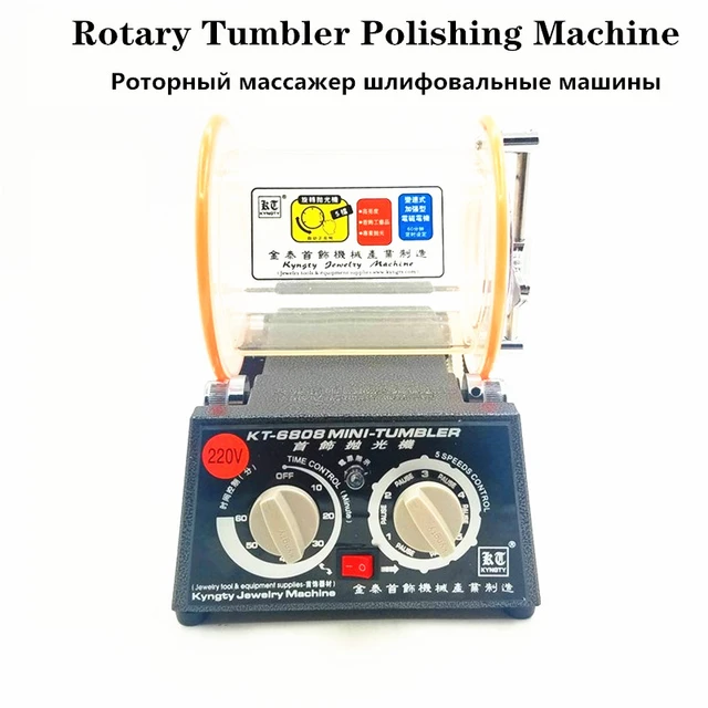 Jewelry Rotary Tumbler Polisher,3KG /5KG Mini Polisher Tumbler Jewelry  Polisher Machine with Glass Barrel and Extra Polishing Bead,Timing Tumbling