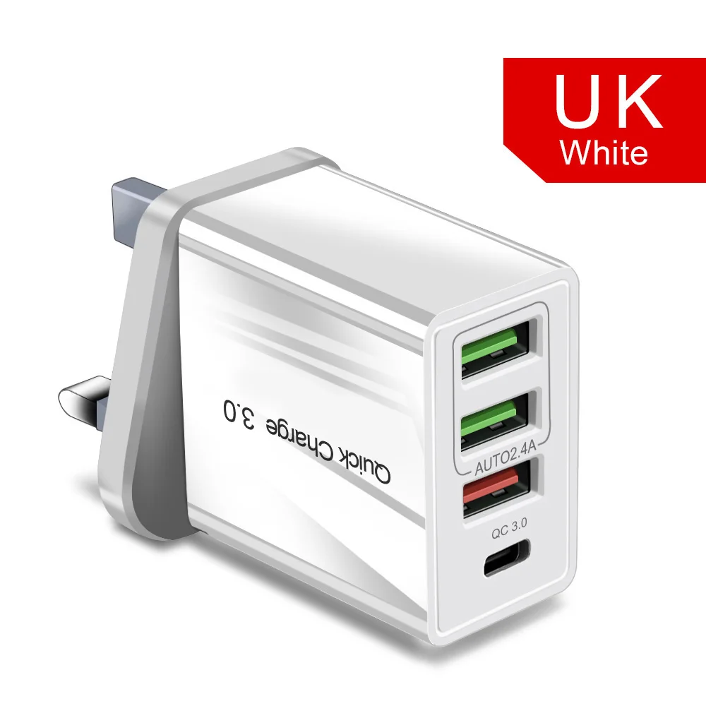 UK White Udyr Quick Charge 4,0 3,0 QC PD зарядное устройство 36 Вт QC4.0 QC3.0 usb type C быстрое зарядное устройство для iPhone 11 X Xs 8 Xiaomi Phone PD зарядное устройство - Тип штекера: UK White
