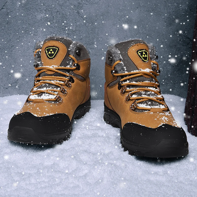 Brand Classic Men Winter Snow Boots Super Warm Fur Male Ankle Boots Men Waterproof Non-slip Hiking Shoes Male Autumn Basic Shoes