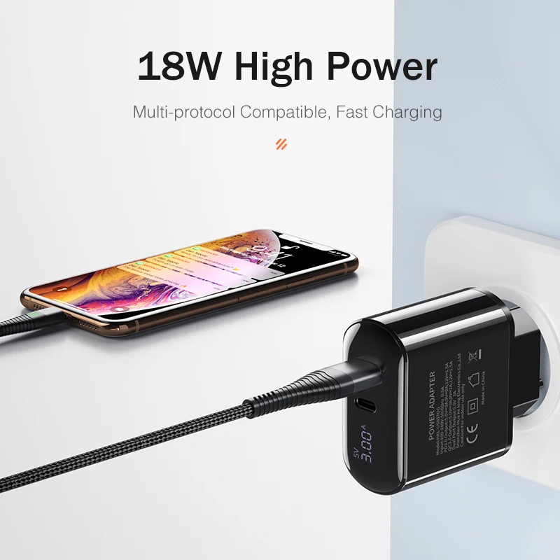 YKZ 18 Вт Быстрая зарядка 3,0 USB зарядное устройство светодиодный дисплей QC3.0 QC Тип C PD Быстрая зарядка путешествия настенное зарядное устройство для iPhone X 8 samsung S10