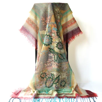 

Sequins Pashmina Young Lady High Quality Shawls Embroidery Ultra Long Wool Blend Handmade Cachecol Feminino Oversize Echarpes