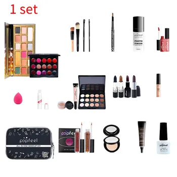 

30pcs Concealer Professional Nail Polish Makeup Set Eyeshadow Palette Cosmetics Kit Powder Puff Women Non Toxic With Storage Bag