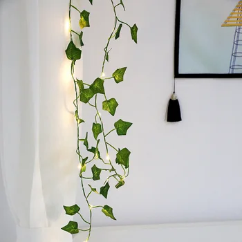 Nieuwe 2M Ivy Leaf Garland Fairy Vakantie Lichten Aa Batterij Aangedreven Led String Koperen Verlichting Voor Bruiloft Gazon Yard diy Verlichting