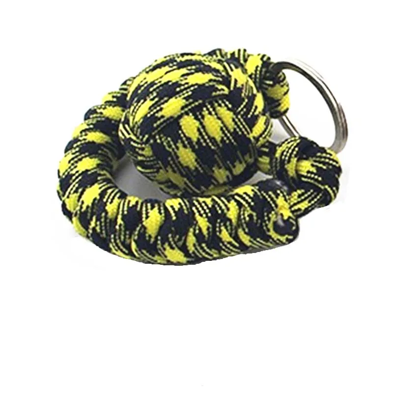 Key chain Outdoor self-defense field emergency survival kit key rings seven-core umbrella hand-woven keychain with steel ball